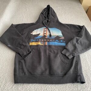 Nor-Cal Long‎ Sleeve Hoodie Dark Gray Men's Medium Mens Adult Drawstring Winter